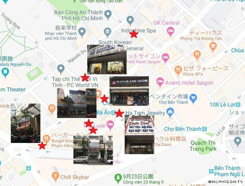 Hot Tocの場所・ベンタイン市場周辺