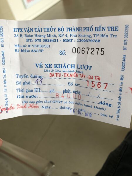 ticket for Ba Tri